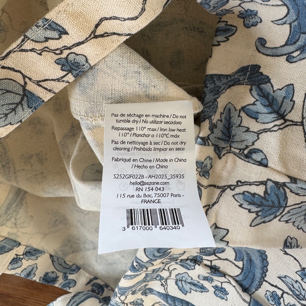 new Sézane x Antoinette Poisson cotton tote bag blue bird vintage print - Picture 4 of 5